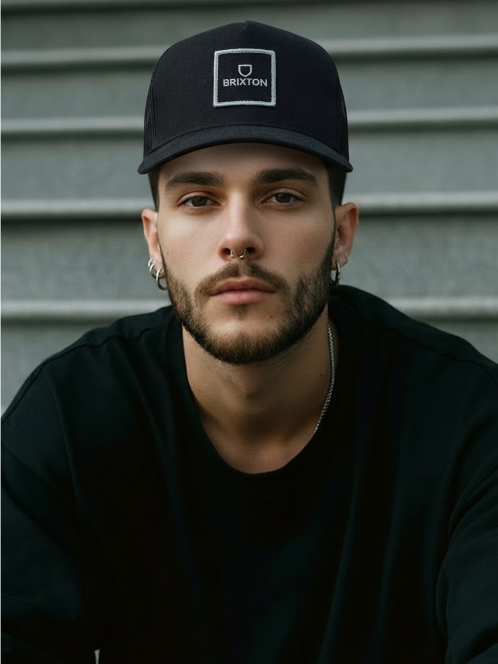 Brixton Black Mesh Patch Trucker Hat
